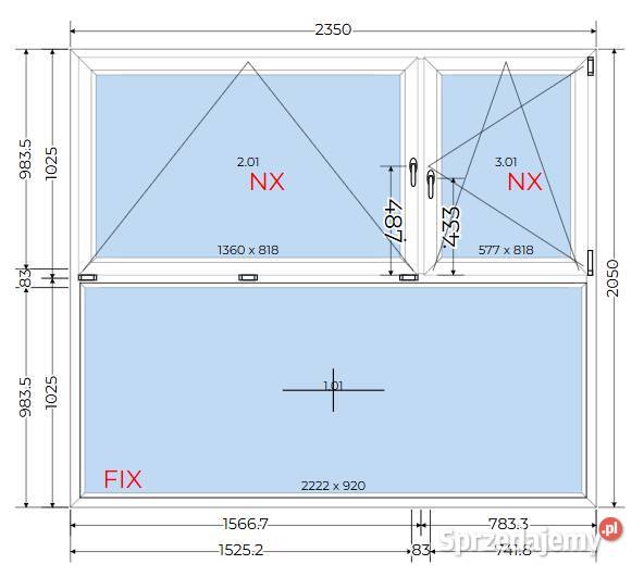Okno PCV DUŻE 235X205 dostępne ręki Opole