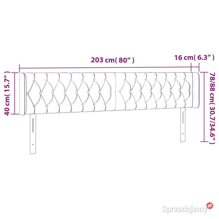 Zagłówek do łóżka z LED taupe 203x16x7888 Warszawa