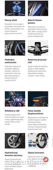 Rower elektryczny górskomiejski fatbike nowy Elektryczne Gołkowice Dolne