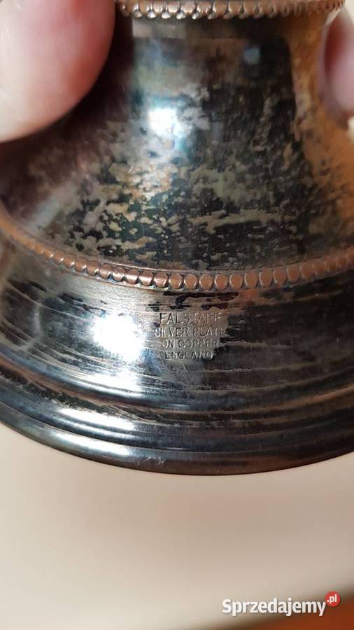 Platerowany miedziany świecznik lichtarz Dąbrowa Górnicza