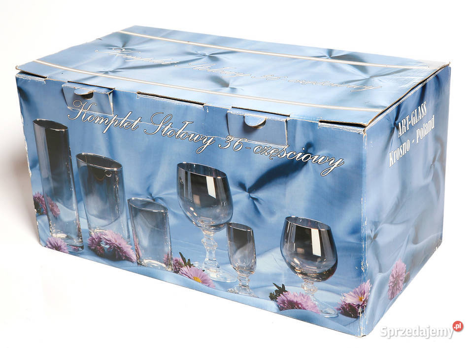 Komplet 36 PLATYNA kieliszki szklanki podkarpackie
