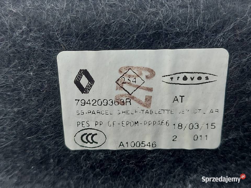 RENAULT CAPTUR I 15r półka bagażnika 794209363R Półki tylne Kielce