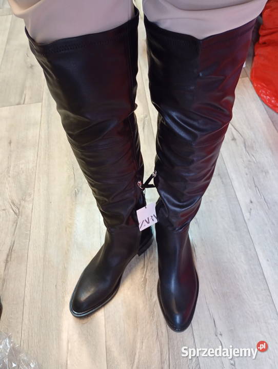 40 ZARA czarne długie kozaki kolano muszkieterki 26cm sprzedam