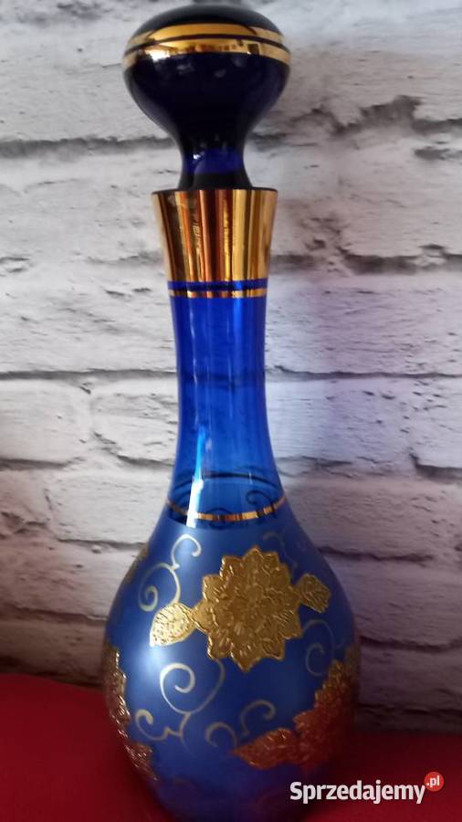 Komplet Bochemia kobalt I złoto Kieliszki i pucharki Warszawa