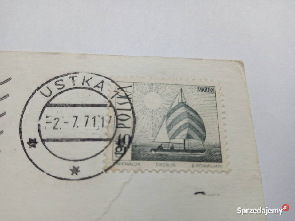 Pocztówka z Ustki z 1971r Znaczek Dąbrowa Górnicza