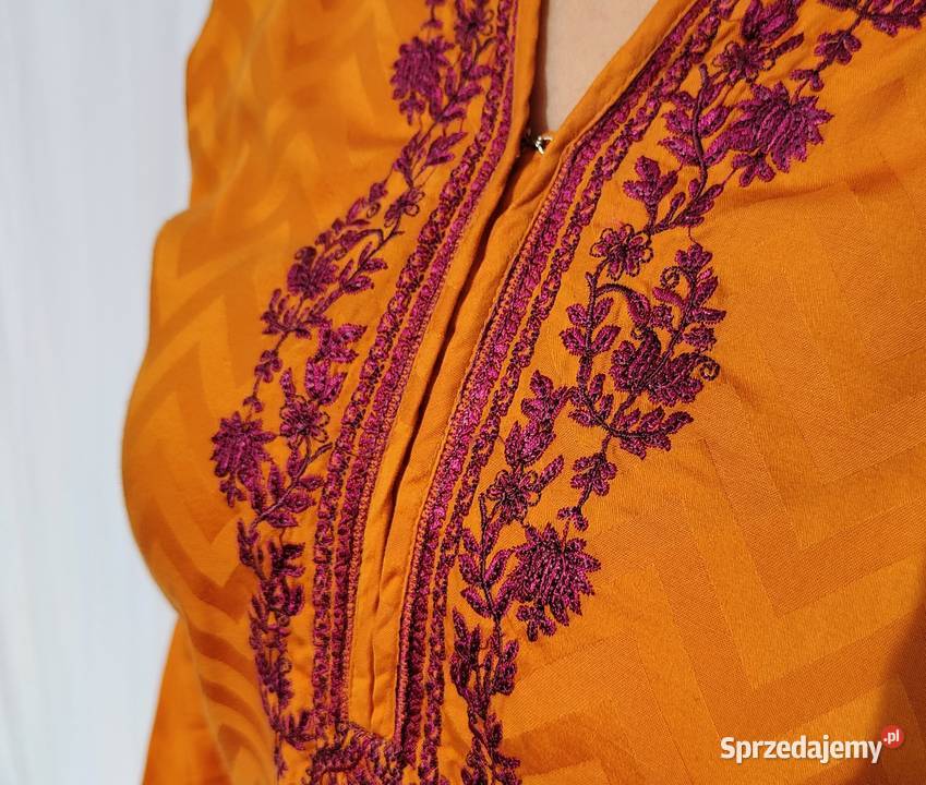 Pomarańczowa tunika Bollywood S 36 kameez haft Szczecin