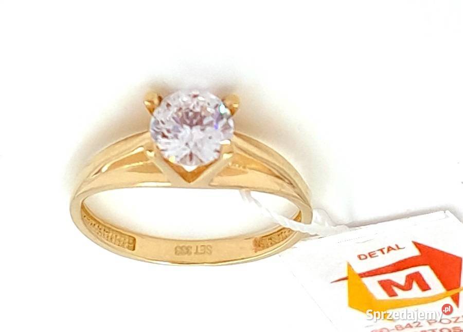 Pierścionek r135 Złoty pr333 classic z jednym Poznań sprzedam