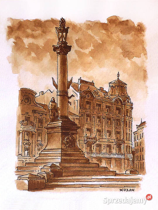 Grafika Lwów Pomnik Adama Mickiewicza Malarstwo Warszawa