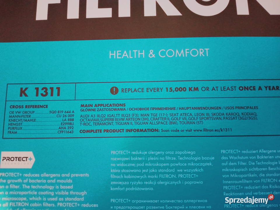 Sprzedam filtr kabiny Filtron K1311 osobowe Zamość sprzedam