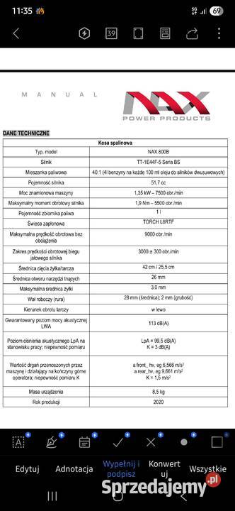 Kosa spalinowa NAX 800B Dom i Ogród Bielsko-Biała