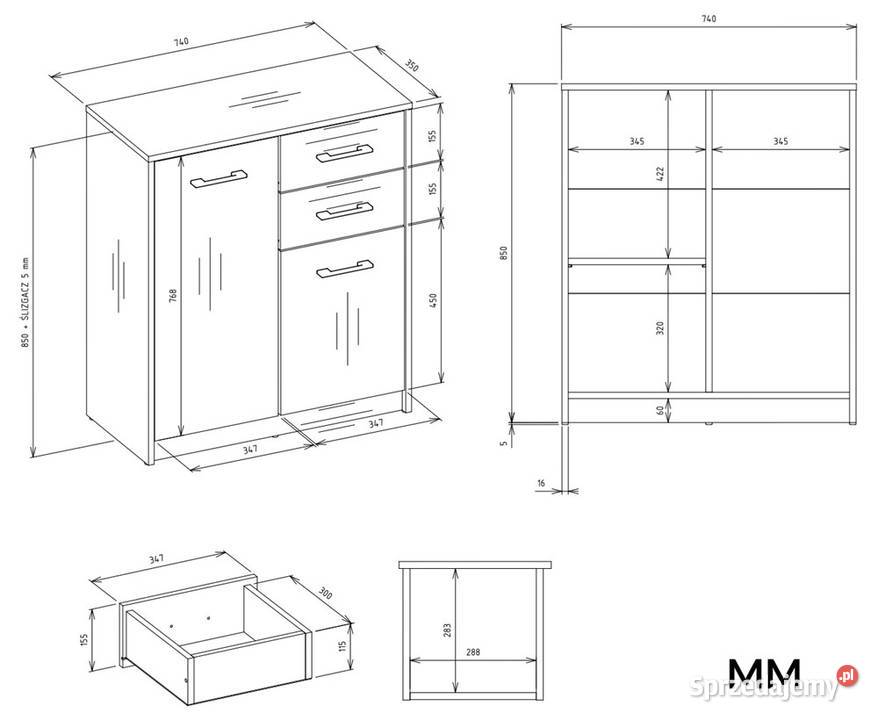 Komoda Simplo 2D2S 85cm Meble opolskie