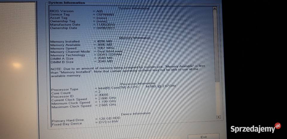 Laptop Dell Latitude E4310 na zdjęciach 4GB Rybnik