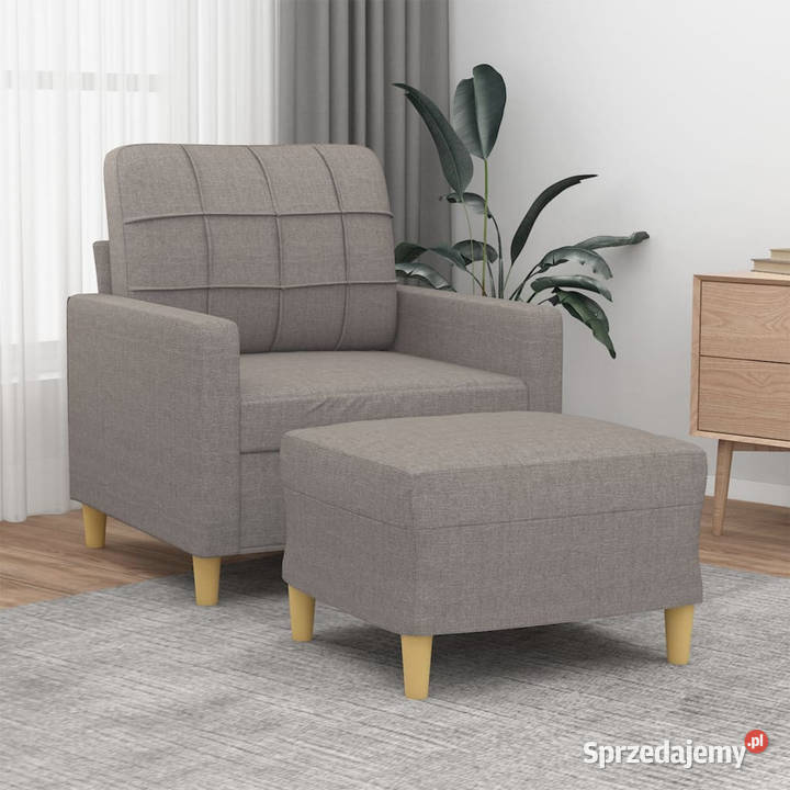 Fotel z podnóżkiem taupe 60 obity tkaniną