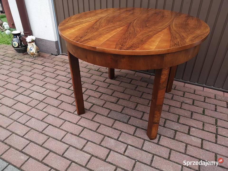 Stół ArtDeco Okrągły Orzech Zgrabny Antyk Stary Swarzędz sprzedam