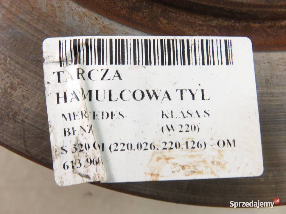 TARCZE HAMULCOWE TYŁ MERCEDES KLASA S W220 300MM sprzedam