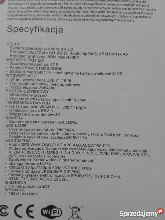 Tablet Blow Whitetab 72 Lutoryż