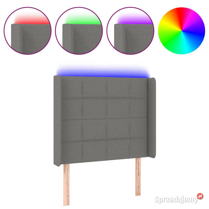 Zagłówek do łóżka z LED ciemnoszary 83x16x118128 Ramy i stelaże