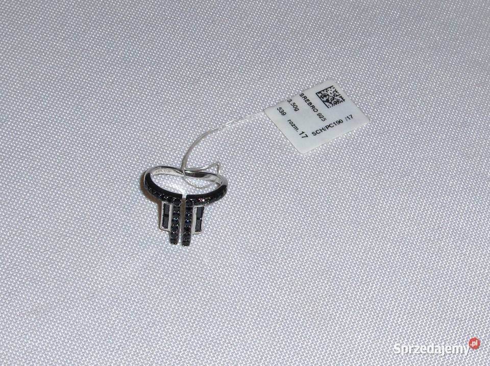 Srebrny pierścionek WKruk Spinele Czarne łódzkie