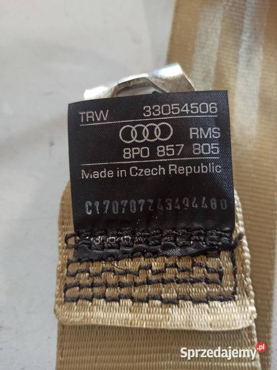 PAS BEZPIECZEŃSTWA TYŁ BEŻ AUDI A3 8P 8P0857805 osobowe dolnośląskie
