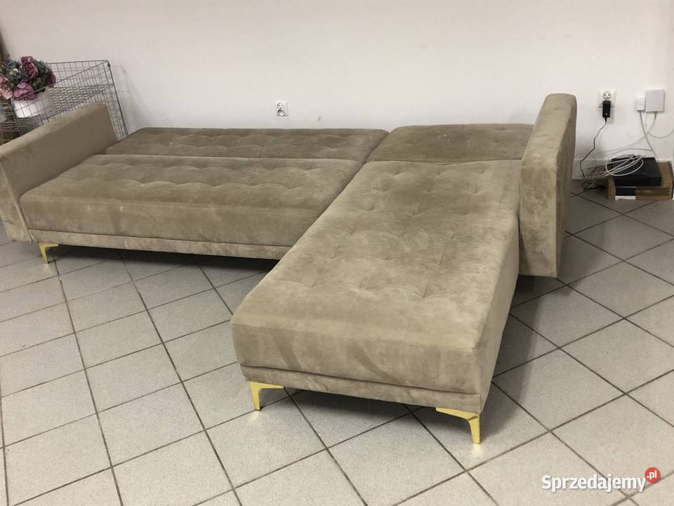 Łóżko narożnik beżowy pikowane Lublin