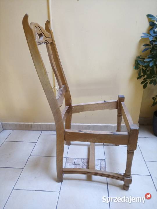 krzesło drewniane dębowe rzeźbione Wrocław