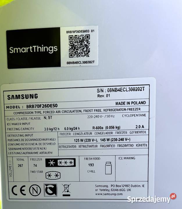 NOWE oryginalne części Samsung BRB70F26DESO Szydłowiec