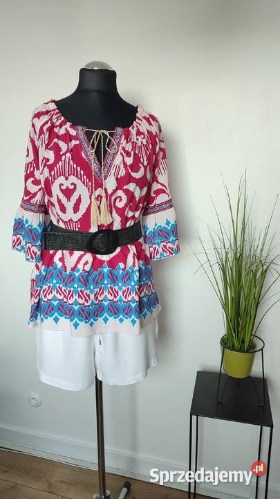 Włoska bluzka z wiskozy w stylu boho Łódź sprzedam