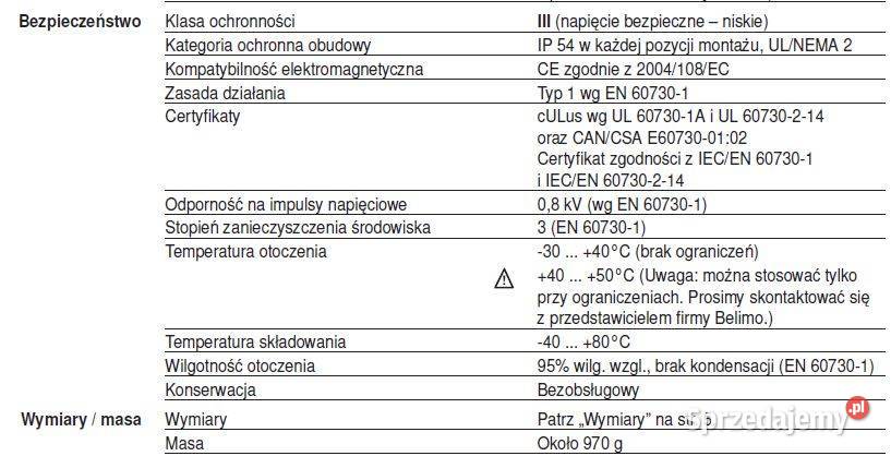 BELIMO siłownik NMQ24ASR 8 Nm 24VACDC 18VA 12W Łódź