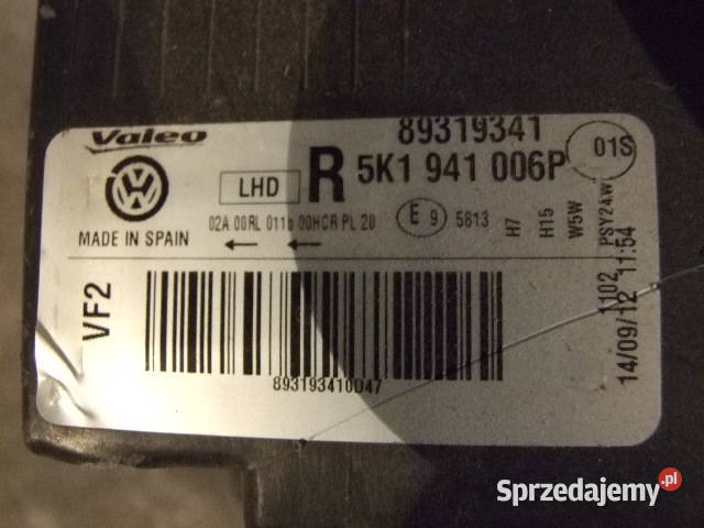 Lampa przednia prawa Volkswagen Golf 6 VI 812 Białystok sprzedam