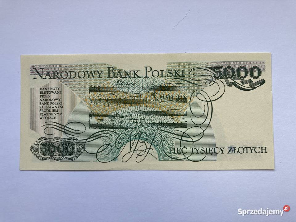 Banknot PRL 5000 stan bankowy Gdynia