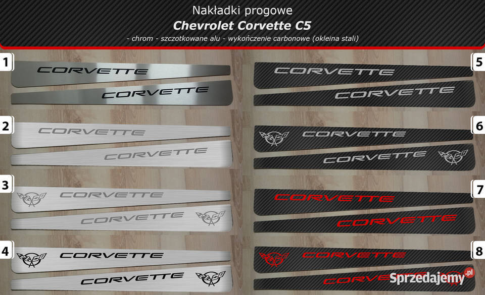 Nakładki progowe Corvette C5 chrom szczotkowane Ozorków