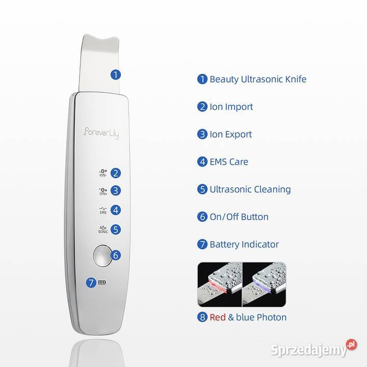 Skin scrubber ultrasoniczny 6 w 1 ION EMS LED Wyposażenie salonów śląskie Zawiercie sprzedam
