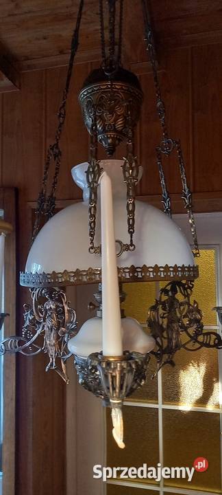 Duża wisząca lampa naftowa z bocznymi
