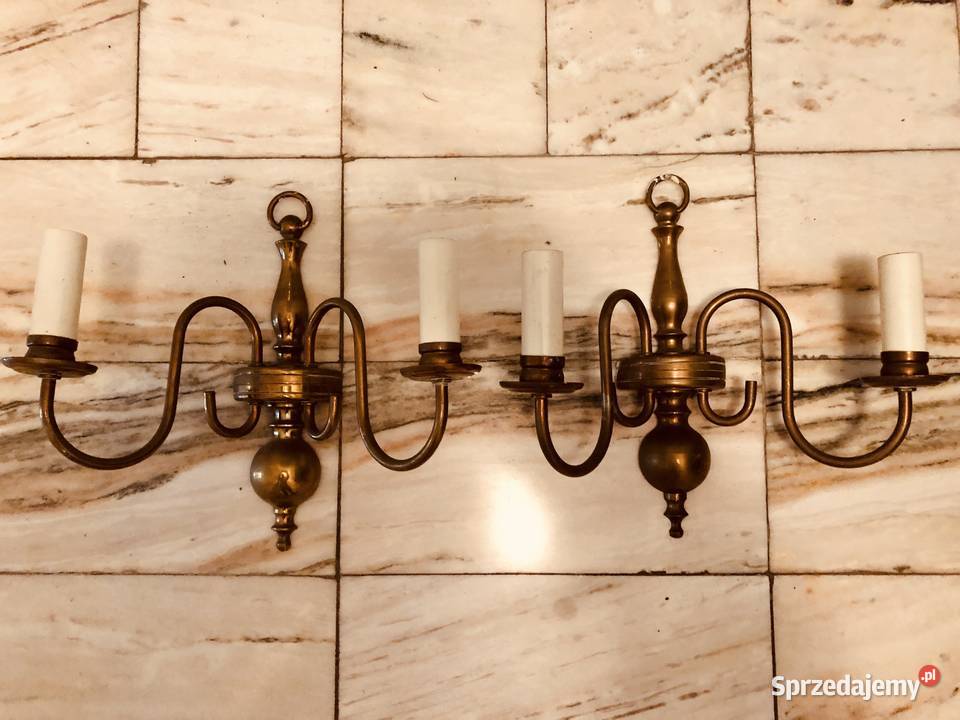 Kinkiety 2 SETY Oryginalne mosiężne komplety do Konstancin-Jeziorna