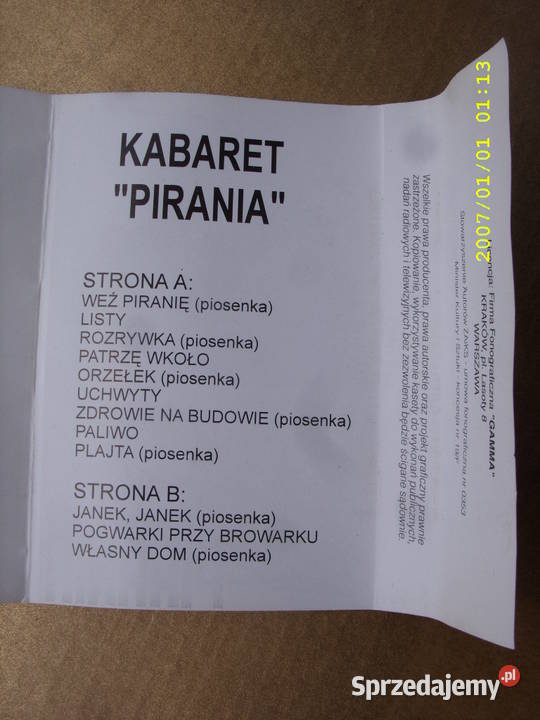Kas KABARET PIRANIA OPOLE 95 CZ 2 dolnośląskie Wołów