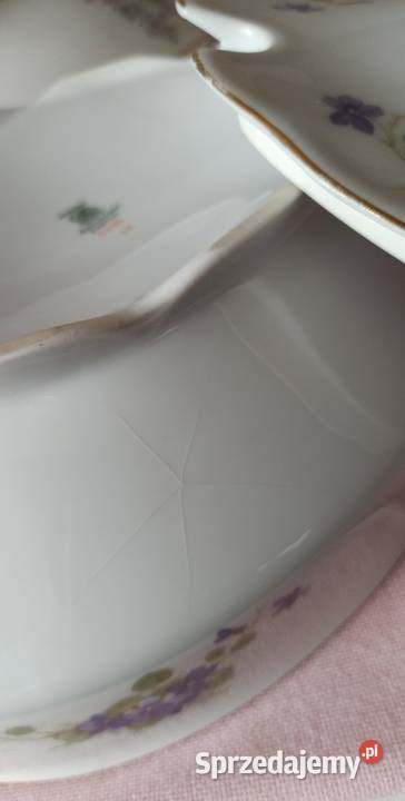 Olbrzymia Waza Fiołki Bohemia Feston Made in Porcelana i szkło Gdańsk