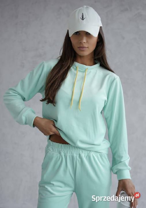 Damski welurowy dres pastelowy kolor mięta LXL Ostrzeszów