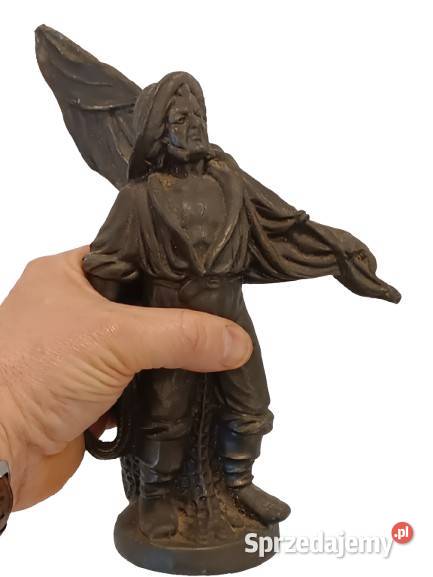 Stara Żeliwna Figurka Rybak z Siecią Rzeszów