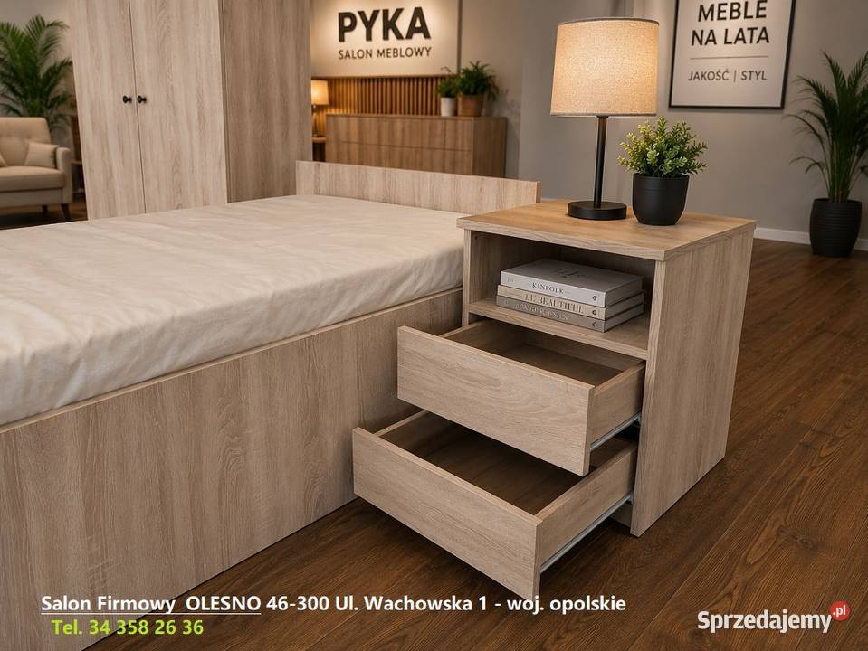 Łóżko z Materacem Szafa Szafka Nocna NOWE Zestaw opolskie Olesno