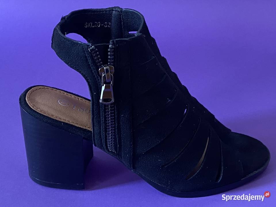 Czarne damskie sandały na obcasie rozmiar 36 Żyrardów