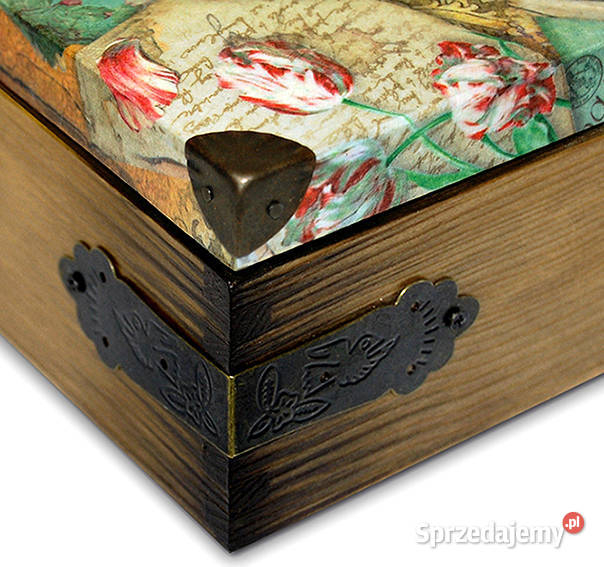 duża HERBACIARKA drewniane pudełko 12 przegródek wielokolorowy Bydgoszcz