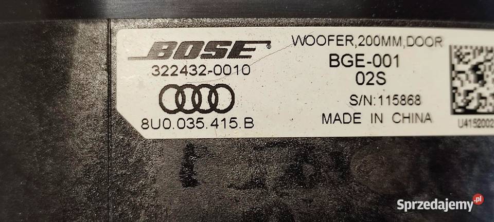 AUDI Q3 8U GŁOŚNIK DRZWI PRZÓD BOSE 8U0035415B osobowe