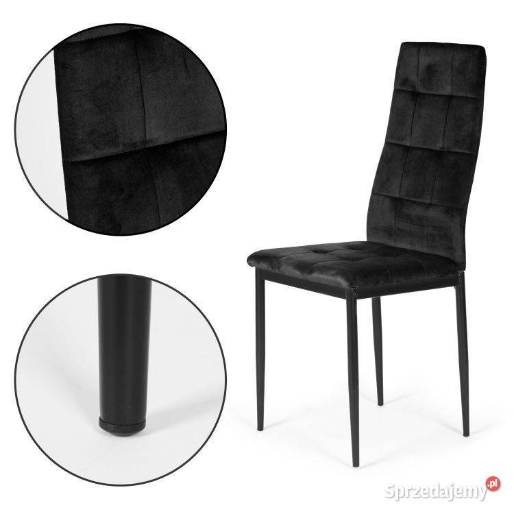 Komplet 4 krzeseł czarne krzesło welurowe do Bielsk Podlaski