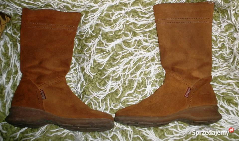 Kozaki skórzane jasnobrązowe damskie ocieplane skóra Kraków