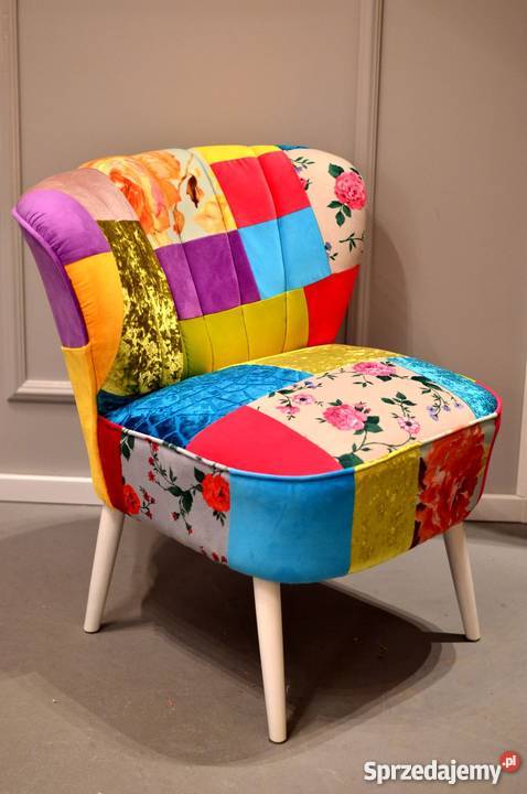 Fotel klubowy, lata 60 , patchwork