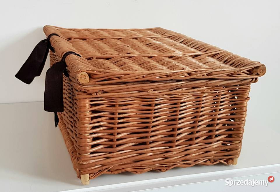 Pudełko wiklinowe kosz z pokrywą i uchwytem Ruda Śląska