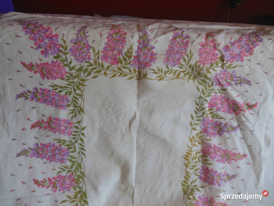 Obrusik lniany w łubiny PRL