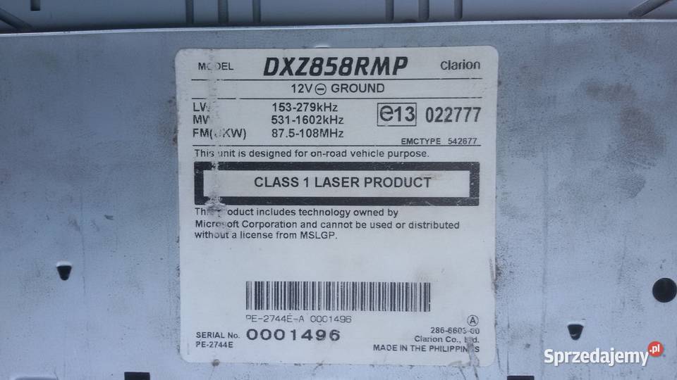 Clarion DXZ858RMMP Radio samochodowe Oleśnica
