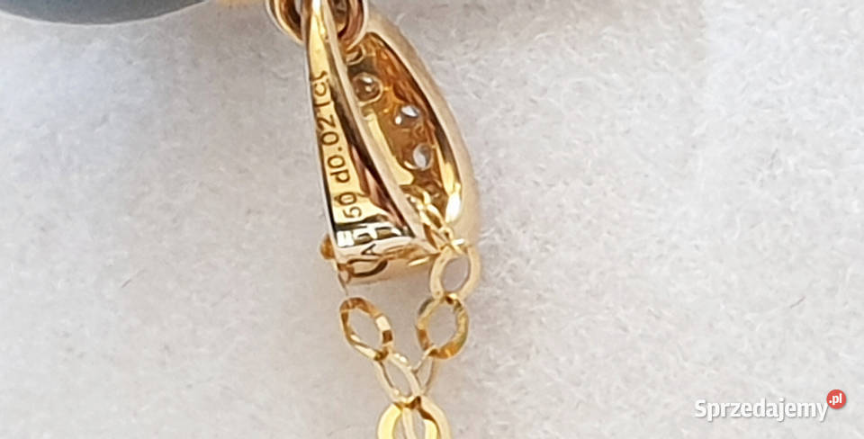 Perła Tahiti morska 10mm diamenty 0021ct złoto