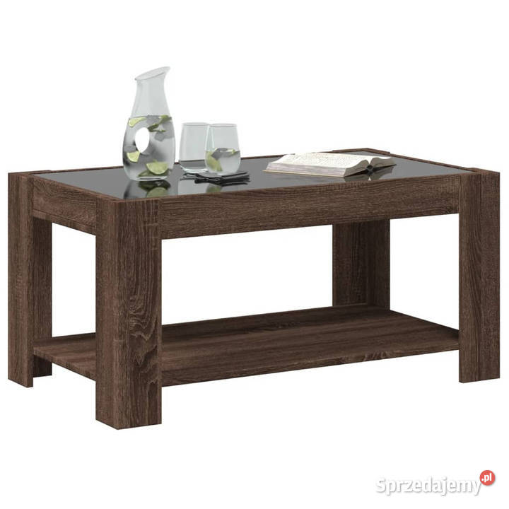 Stolik kawowy z LED brązowy dąb 93x53x45 mazowieckie Warszawa sprzedam